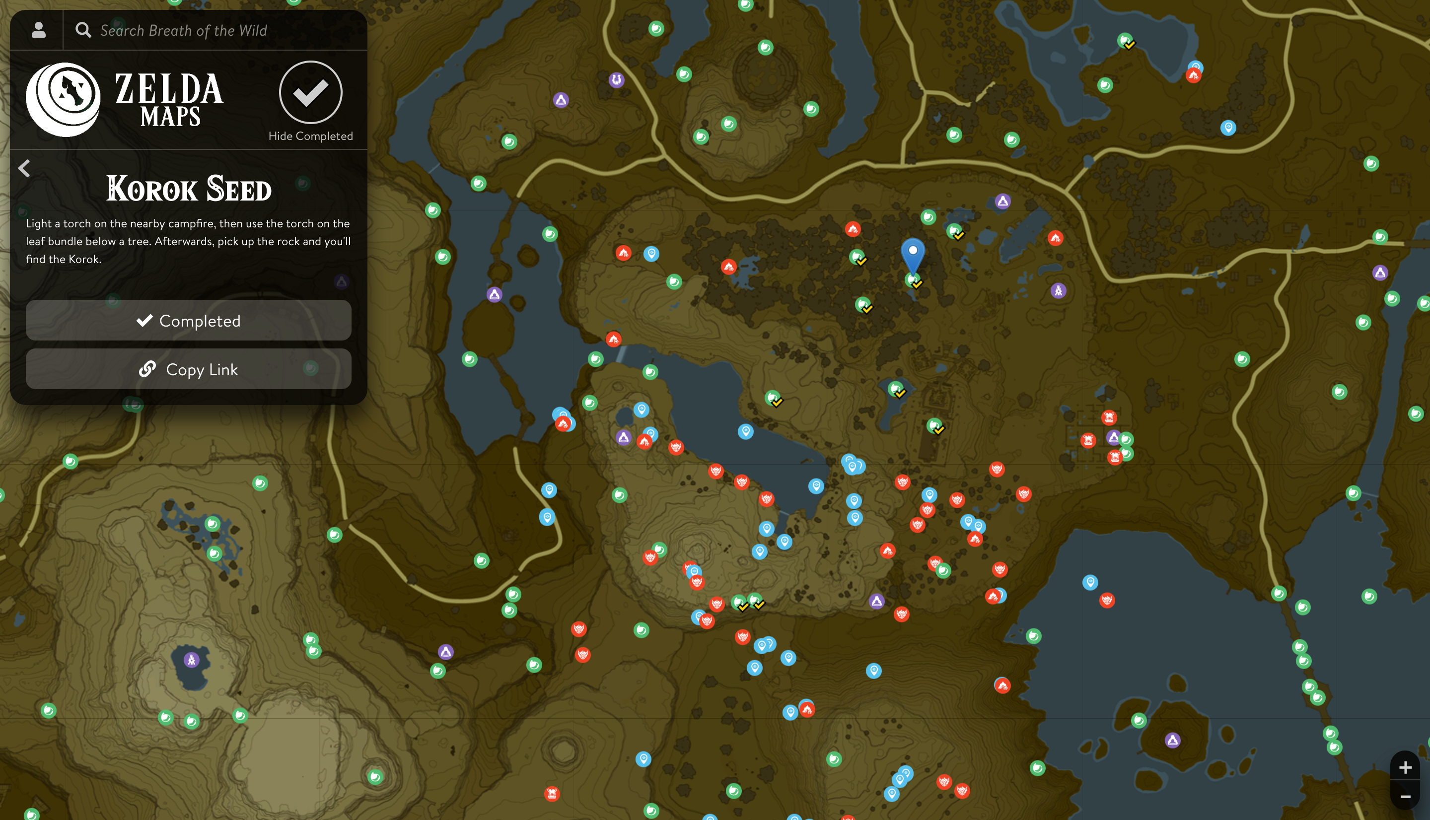 zelda breath of the wild map shrine locations interactive